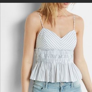 Express Grey Stripped Peplum Cami